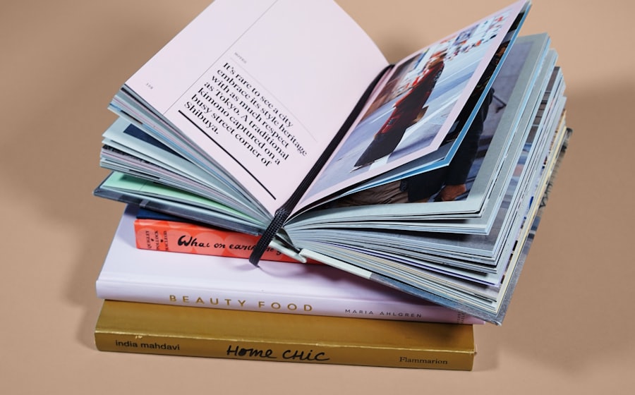 An open book resting on a stack of books